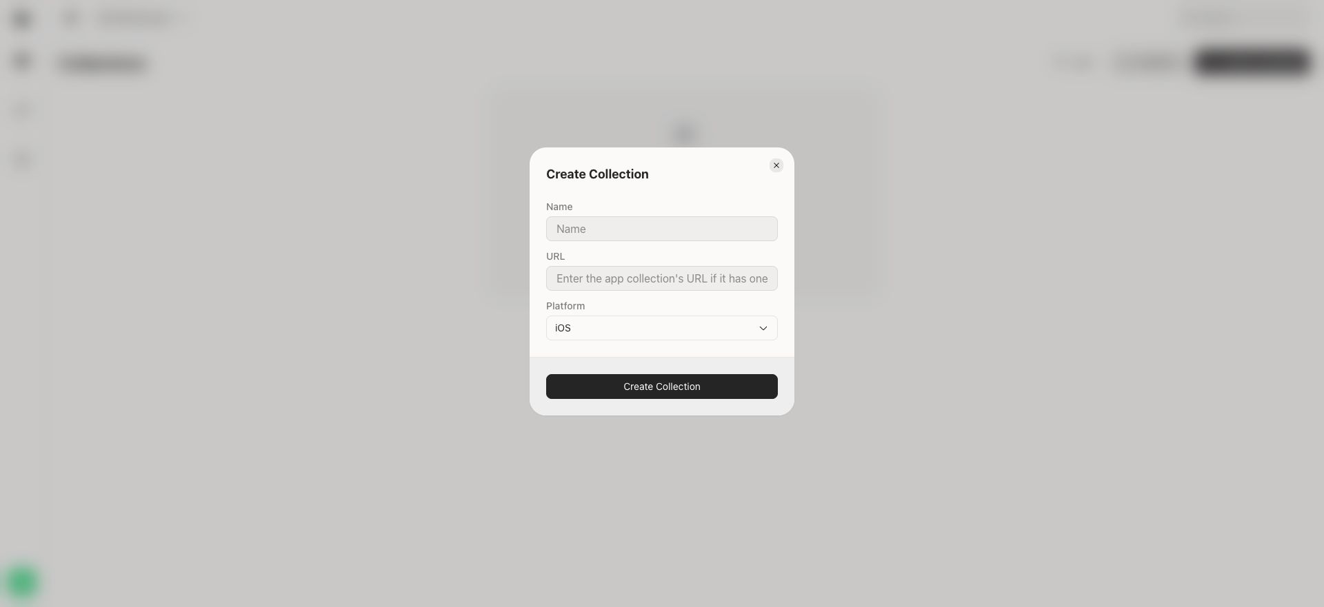Create collection dialog